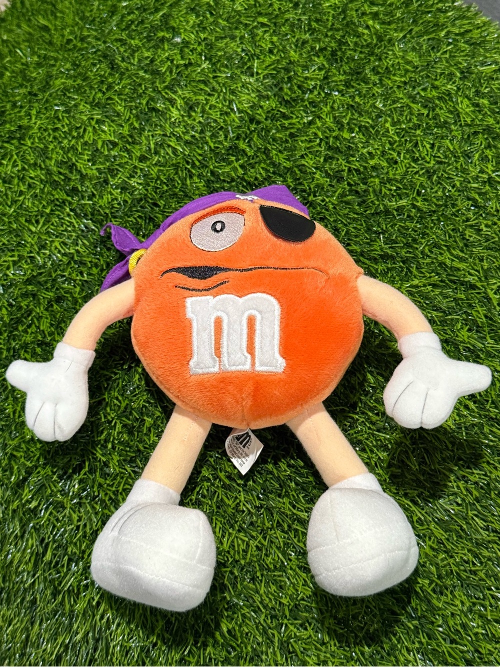Vintage 2002 M&M Orange Pirate Plush Toy 9" Purple Bandana Halloween Galerie
